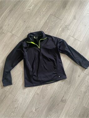 Xersion Men's Black Quarter-Zip Pullover with Neon Lime Trim